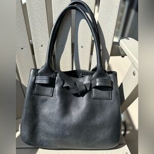 Talbots Black Pebbled Leather Satchel | Classic Structured Everyday Bag.